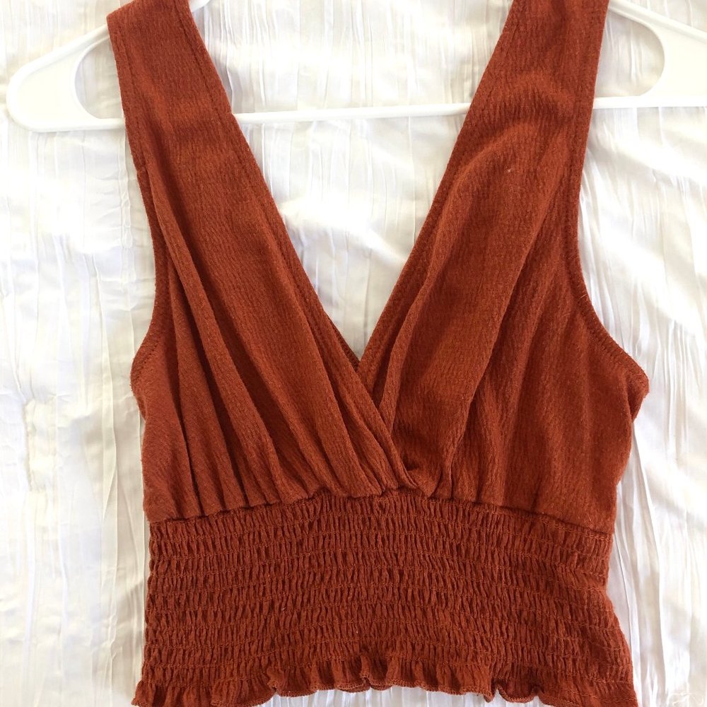 Urban Outfitters Rust Smocked Tank Top